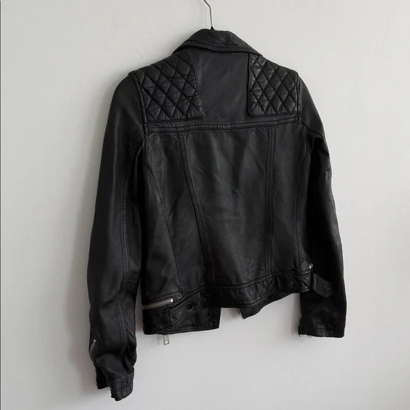 All Saints Black Leather Biker Jacket - Picture 6 of 7